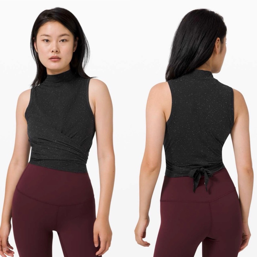 Lululemon Time to Restore Mock Neck Tank in Speckled Black | Size 2